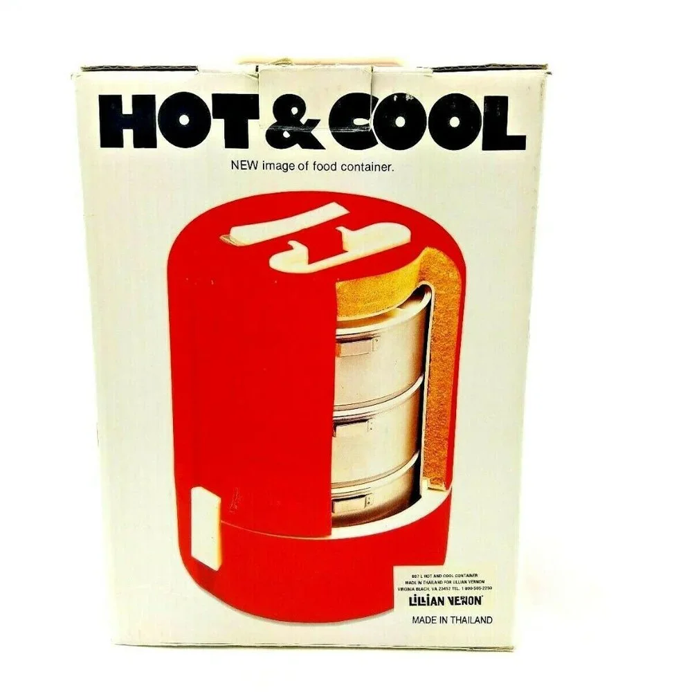 Vintage LILLIAN VERNON Hot & Cool 3 Metal Cooking Lunchbox Picnic Travel Kit